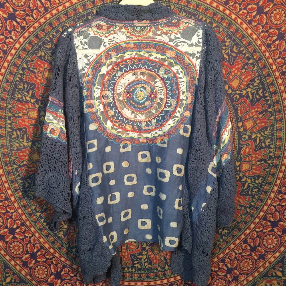 FREE PEOPLE Holi Crochet Kimono OS